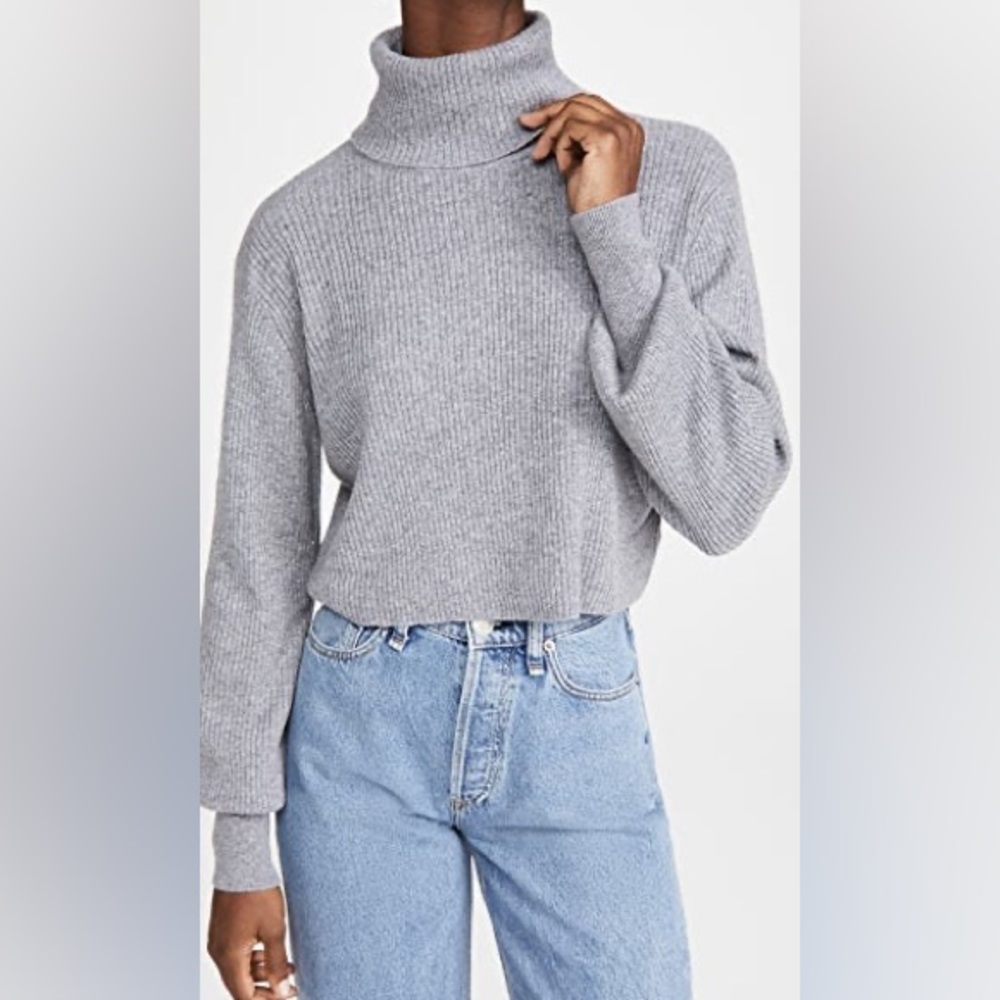 Reformation Luisa Grey Turtleneck Cashmere Sweater